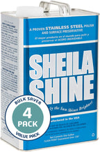 Sheila Shine 4 Gal Stainless Steel Cleaner & Polish | 4 x 1 Gal Cans per Carton | Residue & Streak Free | Made in USA