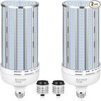 2 Pack 300W Corn LED Light Bulb Fanless,5000K Daylight(3000 Watt Equivalent) E26/E39 Large Mogul Base LED Cob Lamp 44,000LM for Outdoor Indoor Garage Warehouse Factory Workshop Street Backyard