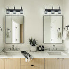 3-Light Crystal Vanity Light, Modern Black Bathroom Wall Sconce with K9 Crystal Shades, 23.62" Long Over Mirror Lighting for Vanity, Makeup, Hallway, Elegant & Durable