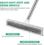 SetSail Upgraded Large 12 in Wide Floor Scrub Brush with 51-Inch Long Adjustable Handle 2 in 1 Scrape Brush Stiff Bristle Floor Scrubber for Cleaning Shower Bathroom Garage Kitchen Wall Deck Tub Tile