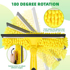 Professional Window Squeegee with Telescoping Extension Pole, 2 in 1 Shower Cleaning with Telescopic Pole, 36'' Extension Washing Tools with Rotating Head for Indoor/Outdoor High Window Glass