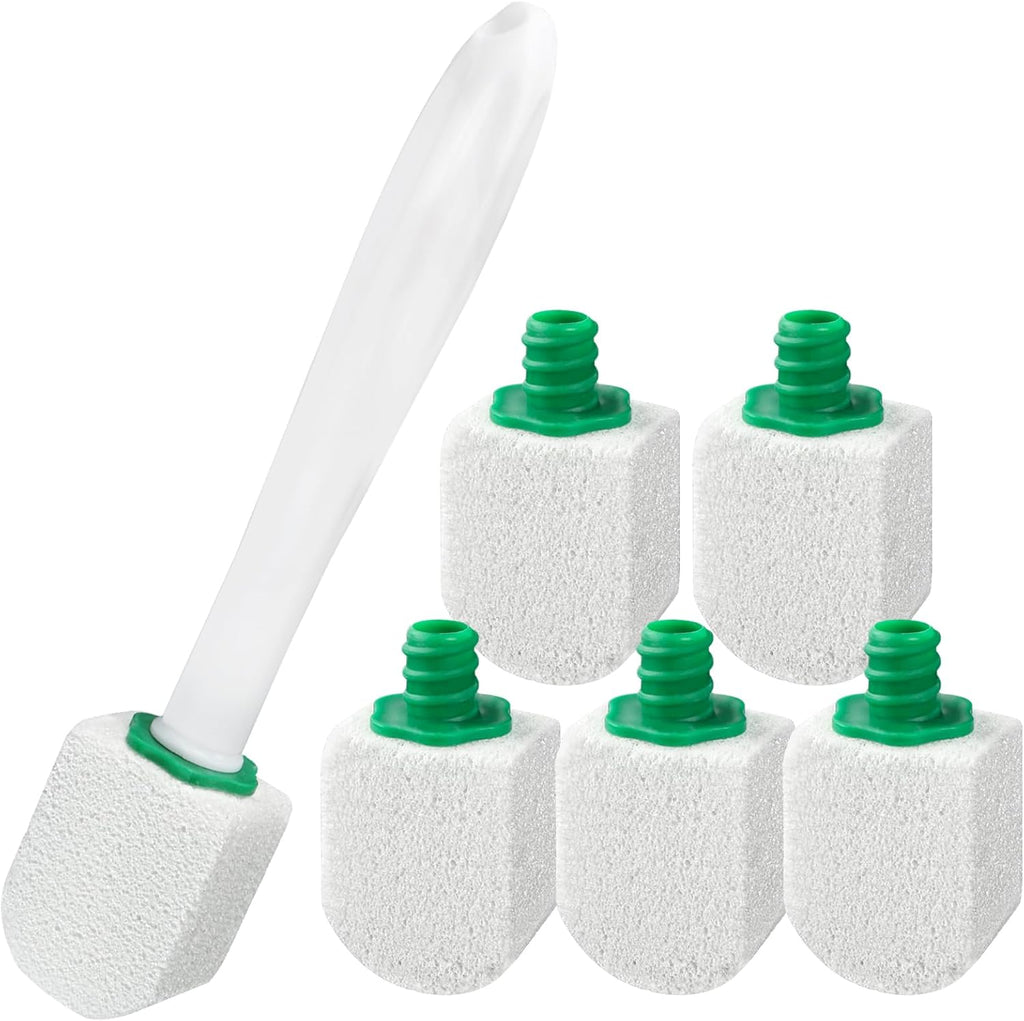 AUAUY 6 Pack Pumice Stone with Handle, Toilet Bowl Pumice Stone for Cleaning, Hard Water Toilet Ring Remover, 1 Handle + 6 Pumice Stones for Cleaning Toilets, Bathtubs, Grills, Kitchen Sink