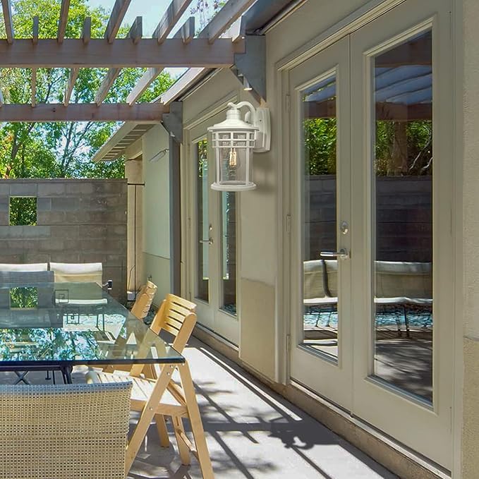 Darkaway 2 Pack Large Outdoor Porch Lights Wall Mount, 15inch Outdoor Light Fixtures Sconces Wall Lighting with Seeded Glass Exterior Lights for Patio Yard House Hallway Doorway Garage