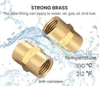Brass Coupling 1/2 Inch NPT Female x 1/2 Inch NPT Female Hex Head Pipe Fitting, (Pack of 2), Compressor connector, fnpt to fnpt Coupler, Air Hose Adapter Brass Fittings, Thread 0.75" ID to 0.75" ID