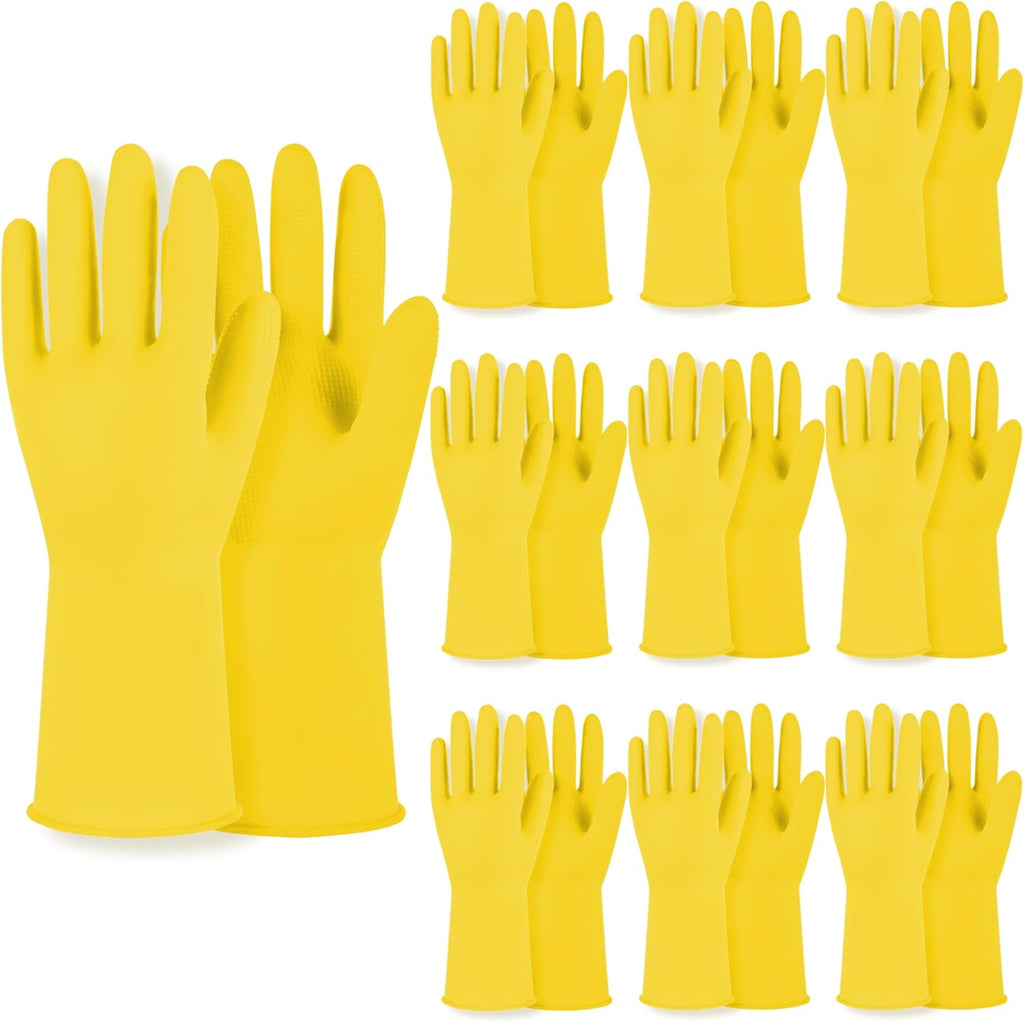 MAMISON 10 Pack Simple and Short Hands Gloves, Reusable Non-Slip Rubber Gloves Large Size