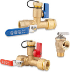 Isolator Tankless Water Heater Valve Kit with Pressure Relief Valve, 3/4 Inch IPS Water Heater Flush Kit, Clean Brass