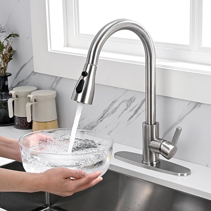 Faucet Cover Plate, Stainless Steel Deck Plate for Kitchen Sink Faucet Single Hole or Bathroom Faucet 1-3 Hole Faucet Hole Cover Round 10 Inch (Brushed Nickel)