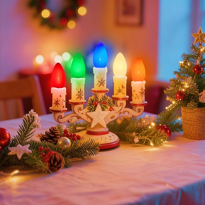 C7 Christmas Replacement Bulbs, 25 Pack Multicolor Ceramic Light Bulbs for Christmas Outdoor Indoor String Lights, E12/C7 Base, 5 Watt
