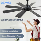 52 Inch Ceiling Fans with Lights, Brown Ceiling Fan with Light and Remote Control, Reversible DC Motor, 3CCT, Dimmable, Timer, Noiseless, Ceiling Fan for Bedroom Living Room, Indoor/Outdoor Use