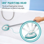 Shower Scrubber with Long Handle, 47'' Bathtub Scrub Brush, Bathroom Tub and Tile Cleaning Tool with 6 Refill Pads
