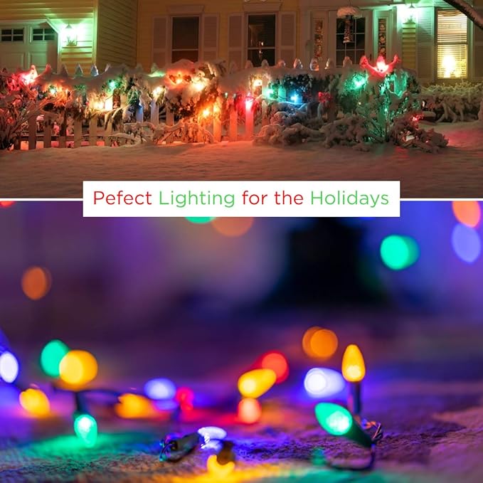 GoodBulb 7-Watt Incandescent C9 Green Transparent Holiday Light Bulbs Intermediate E17 Base 50 Lumens Christmas Lights Bulbs Ideal for Holiday Decorations Pack of 25 Bulbs