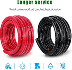 2 Gauge Battery Cable Copper Wire, 15FT Red+15FT Black 2 AWG Welding Cable Standard USA OFC Wire for Automotive, Battery, Solar, Marine and Generator