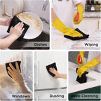Kitinjoy Microfiber Cleaning Cloth, 12 Pack Soft and No Lint Microfiber Towels Cleaning Supplies, Absorbent Fast Drying Cleaning Rags for Housekeeping, Kitchen, Window, 12 x12 Inches, Black