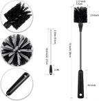 Water Bottle Brush with Straw Cleaner, 15 Inches Stainless Steel Handle Baby Bottle Brush Cleaner, Kitchen Scrub Cleaning Brushes for Cup, Wine Glasses, Coffee Mugs, Tumblers, Wine Decanters, Black