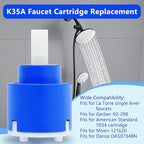 K35A 35mm Faucet Cartridge Replacement for La Torre, Gerber 92-298, American Standard 7034, Moen 121620, Danze DA507348N, Single Lever Shower and Tub Valve Repair Part
