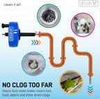 DrainX 35-FT Steel Power Pro Drum Auger Plumbing Snake with Drill Attachment | Use Manually or Powered | Heavy Duty Cable with Work Gloves and Storage Bag Included