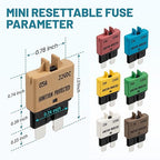 NuIth Manual Reset Mini Fuse Circuit Breakers 5A-30A, E39 Low Profile ATO/ATC Circuit Breaker Blade Fuse 12V-32V DC Re-settable Standard Blade Fuses for Car Truck RV Marine (7PCS 5A-30A)