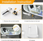 Hibbent Universal Metal Front Mount Toilet Handle Replacement Kit, Brass Toilet Flush Tank Lever with Stainless Steel Flapper Chains for Most Toilets, Chrome