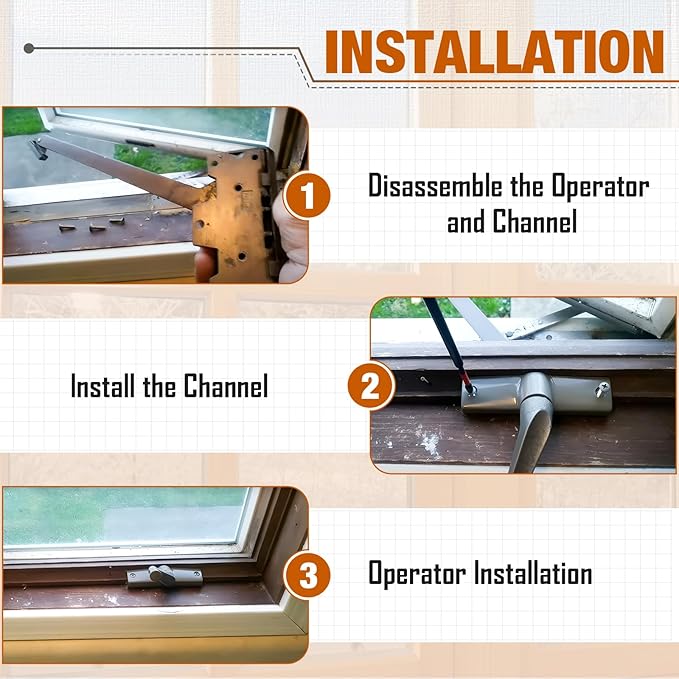 Touri Straight Arm Operator for Anderson Window Crank Replacement for Right Window with 8-3/8" Arm Length, Works with Perma-Shield Casement Windows, in Stone Color (1974-1995)