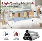 APEXCHASER Clothes Drying Rack Foldable, Large Drying Rack for Clothing Retractable, Winged Laundry Rack Folding Indoor Outdoor, Metal Clothes Airer for Bedding Towel Sweater Heavy Duty, White