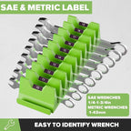 40PCS Modular Wrench Organizer Wrench Holder - Wrench Tool Organizers for Tool Drawer Storage, Wrench Storage Set with Metric & SAE Label, Wrench Rack Tool Gift for Professional Mechanics Men, Green