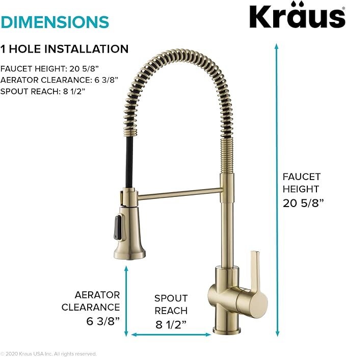 KRAUS Britt Commercial Style Pre-Rinse Kitchen Faucet with Deck Plate in Brushed Gold, KPF-1690BG