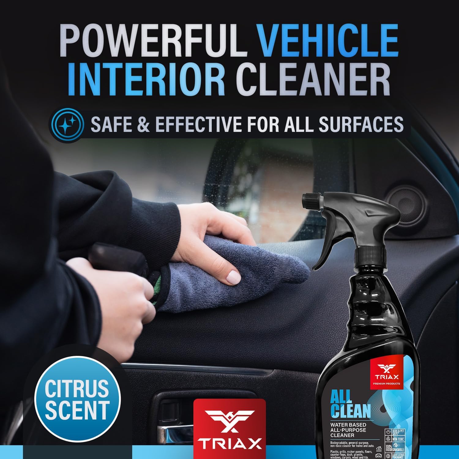 Triax All Clean - Professional Grade Multi-Purpose, Bio-Degradable, Non-Toxic Cleaning Product - For Vehicle and Home Use