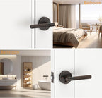 Amerdeco 3 Pack Oil Rubbed Bronze Door Handles Interior, Knurled Privacy Door Handles, Heavy Duty Door Lever for Bedroom or Bathroom, Reversible Keyless for Left Right Handed Doors AM0016