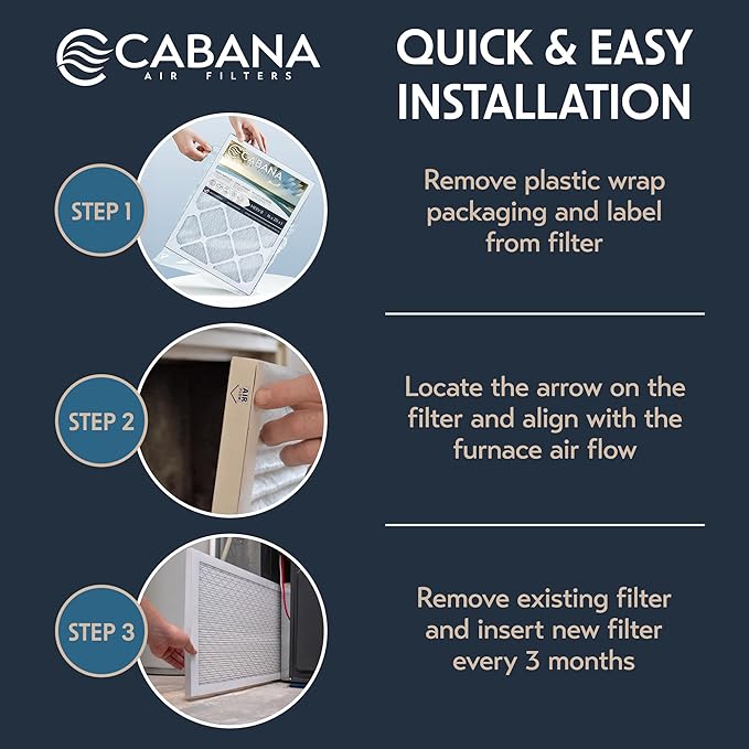 Cabana Filters 6-Pack 14x25x1 MERV 13 AC Furnace Air Filter for Home and Office - Indoor HVAC System Filtration Replacement, Captures Unwanted Particles