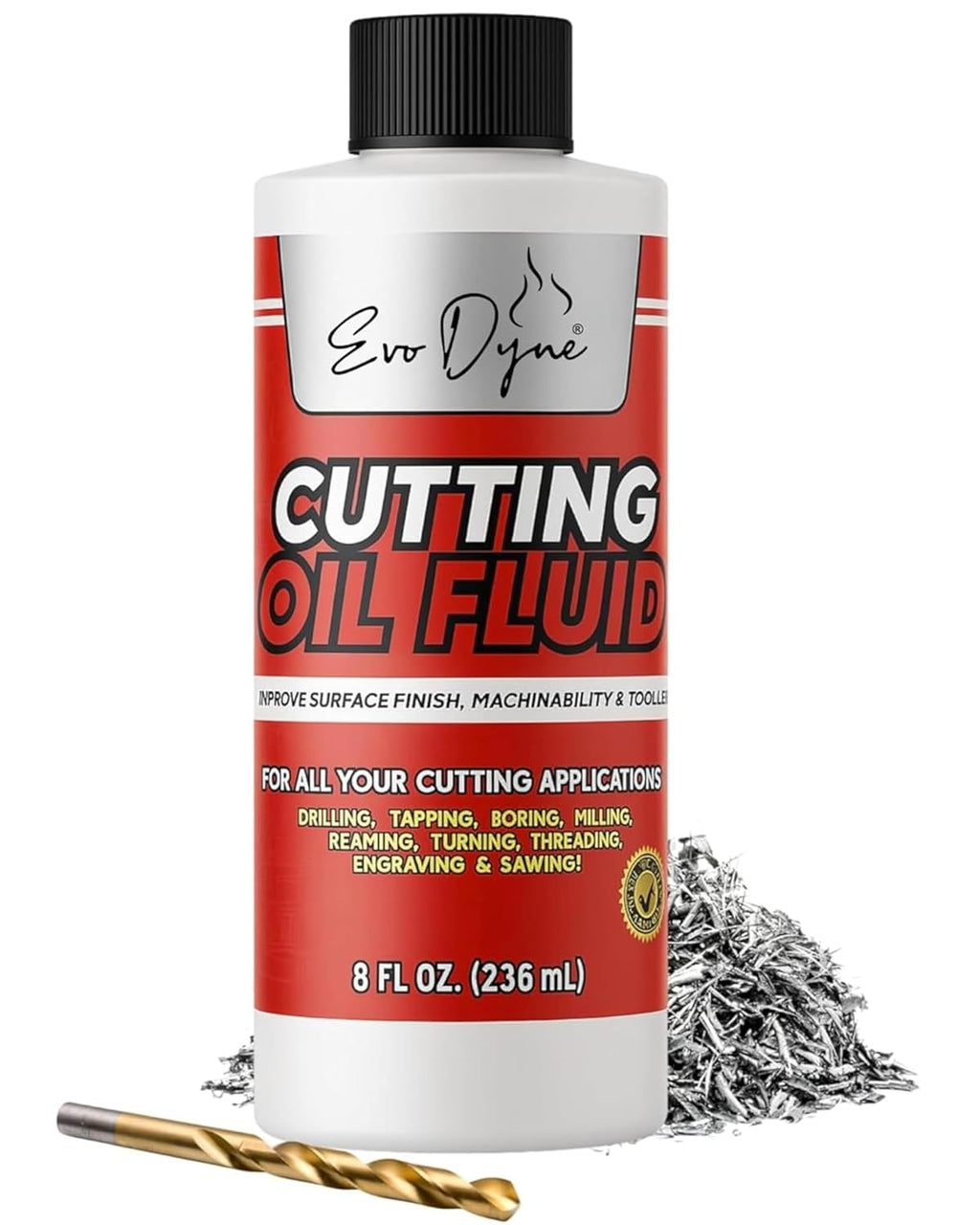Cutting Oil, Cutting Fluid 8-OZ, Made in The USA | Cutting Oil for Drilling, Tapping, Milling | Professional Grade Fluid - Safe on Metal & Glass by Evo Dyne