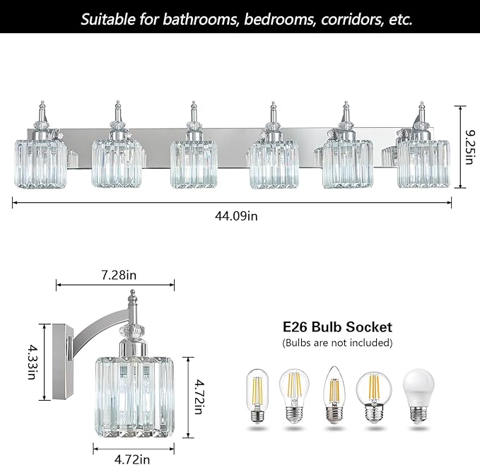 6 Light Bathroom Vanity Light Modern Chrome Vanity Light Fixtures Bathroom Light Fixtures Over Mirror Crystal Vanity Lighting Fixtures