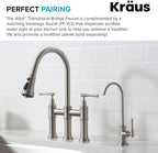KRAUS Allyn Transitional Bridge Kitchen Faucet with Pull-Down Sprayhead in Spot Free Stainless Steel, KPF-3121SFS