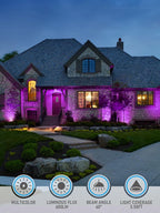 LEONLITE 10W RGB Low Voltage Landscape Lights, Color Changing Wall Wash Landscape Lighting Outdoor, 12V LED Landscape Spotlights, Uplight, ETL Listed, Aluminum, IP65 Waterproof, Pack of 4