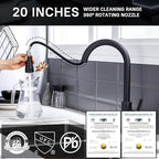 WEWE Kitchen faucets with Pull Down Sprayer, Farmhouse Kitchen Faucet Oil Rubbed Bronze Commercial Modern high arc Stainless Steel Single Handle Single Hole for Utility rv Laundry Sinks