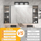 Ralbay LED Modern Bathroom Vanity Lights Black 3-Light 24inch Matte Black Modern Acrylic Bathroom Wall Lighting Fixtures Over Mirror