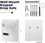 Volcora Key Drop Box with Lock, Drop Slot Depository Safe Box Digital Keypad, Outdoor Waterproof Money Drop Safe for Business, Cash Drop Box, Wall Mount Mailbox, Electronic Programmable Lock, White