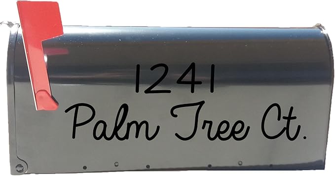 Personalized Mailbox Decal Set of 2 Decals With Street Address & Street Name Custom Design Mailbox Sticker Vinyl Letters VWAQ-CMB4 (BLACK)