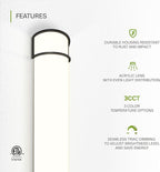 ASD LED 48" Vanity Flush Mount Light Fixture, Linear Bathroom Lighting Bar | 3CCT, Dimmable, Energy Star, ETL Listed | 35W 3200LM 3000-5000K 120V | Long Tube Bath Wall Sconce Over Mirror | Black