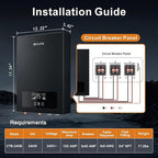 Electric Tankless Water Heater SIVUATEK 24kW, 240V - On-Demand Hot Water for Whole House - ETL Certified, Self Modulating - Compact Design for Easy Installation - for 4 Point of Use Hot Water