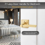 EHOMEWARE 10 Packs Gold Heavy Duty Door Handle Interior, Privacy Door Lever Handle, Bathroom Door Handles Interior, Modern Bedroom Door Handle