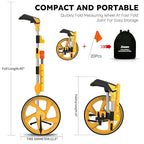 Zozen Distance Measuring Wheel in Feet and Inches, with 20pc Marking Flags and Flags Holder, Collapsible Measure Wheel - Imperial Industrial with Big Kickstand to Keep Stand, Include Backpack.
