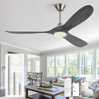 60 Inch Smart Outdoor Ceiling Fans with Light Alexa/Tuya App/Remote Control, Modern Gray Wood DC Ceiling Fan with Dimmable Led Light, Damp-rated Exterior Ceiling Fan for Patios Gazebo Bedroom Office