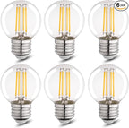 G16.5 Led Bulb, Small Round Edison Light Bulbs, E26 Dimmable Globe Clear Vanity Light Bulbs, 6w 4000k Vintage LED Filament Edison Bulb