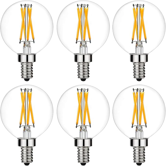 LiteHistory Dimmable G16.5 LED Light Bulb 6W Equal 60W 600lm AC120V Candelabra Bulb 60W for Chandeliers, Ceiling Fan, Vanity Warm White 2700K Globe Light Bulb 6Pack