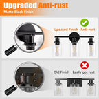 DLLT 3-Light Bathroom Light Fixtures: Black Modern Vanity Lights with 3 E26 Bulbs - Bubbled Glass Shade Bathroom Wall Lamp for Mirror Kitchen Living Room Hallway Cabinet Porch