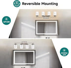 4-Light Modern Bathroom Light Fixtures Over Mirror,Brushed Nickel Led Vanity Lighting Fixtures with 5CCT Dimmable LEDs,Clear Glass Shades &Wall Sconces Lighting Design for Bedroom,Livingroom