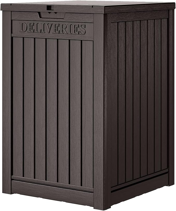 48 Gallon Package Delivery Box for Porch, Outdoor Storage with Lockable Secure, Large Double Wall Resin Outdoor Package Delivery and Waterproof