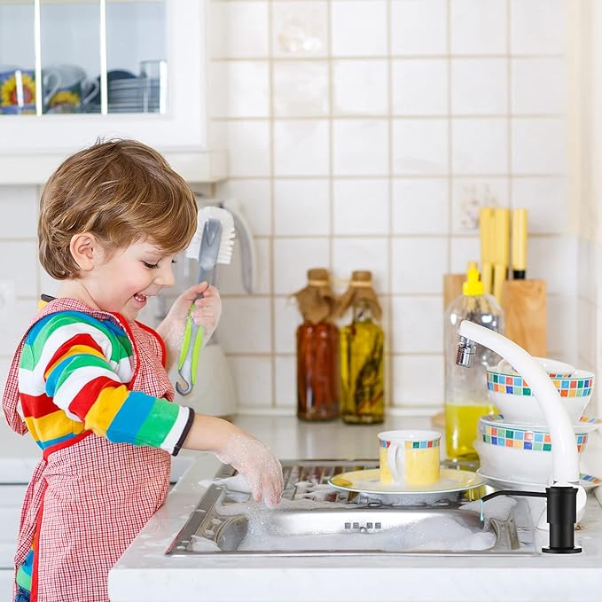 CREA Kitchen Soap Dispenser Countertop Soap Dispenserfor Kitchen Sink Black Built in Sink Soap Dispenser Top Fill Deck Mount Dispenser for Bathroom with 39" Tube Large Capacity 17 OZ Bottle