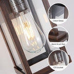 Outdoor Wall Sconce, Outside Porch Light Fixtures, Anti-Rust Exterior Wall Lights in Brown Finish with Clear Glass for Garage Doorway Entryway, 2 Pack