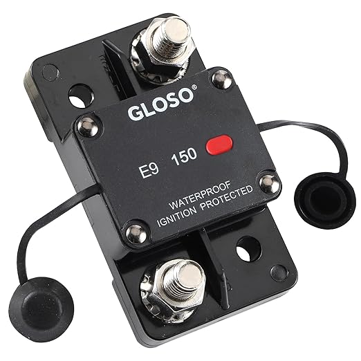 GLOSO Circuit Breaker E91L LED Switch Breaker for Marine RV Truck Hi-Amp (1/4" Stud, 150A)